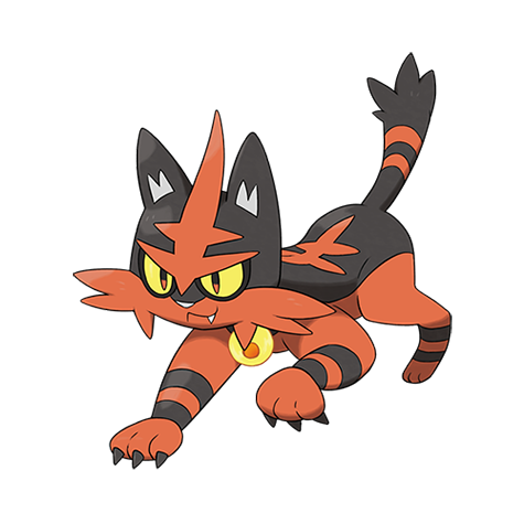 Torracat - fire type Pokémon #726, official artwork from Pokédex