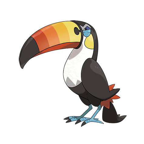 Toucannon - normal/flying type Pokémon #733, official artwork from Pokédex