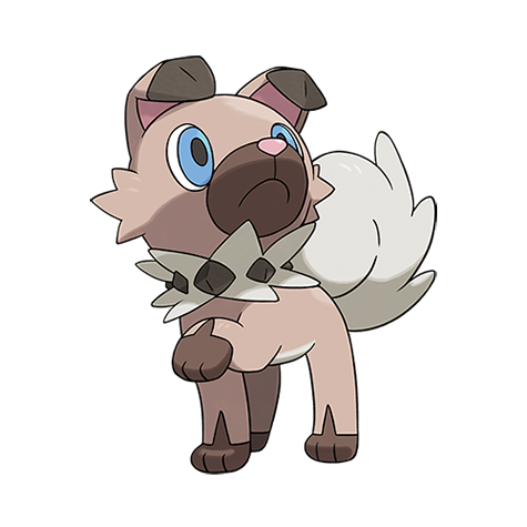 Rockruff - rock type Pokémon #744, official artwork from Pokédex