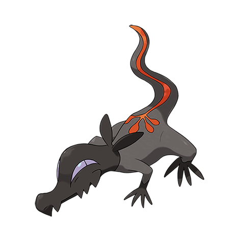Salandit - poison/fire type Pokémon #757, official artwork from Pokédex