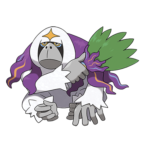 Oranguru - normal/psychic type Pokémon #765, official artwork from Pokédex