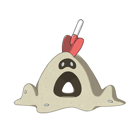 Sandygast - ghost/ground type Pokémon #769, official artwork from Pokédex
