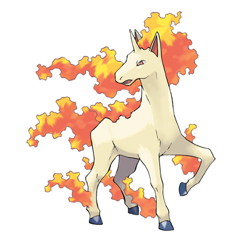 Rapidash - fire type Pokémon #78, official artwork from Pokédex