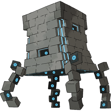 Stakataka - rock/steel type Pokémon #805, official artwork from Pokédex