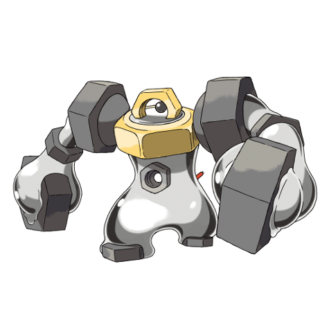 Melmetal - steel type Pokémon #809, official artwork from Pokédex