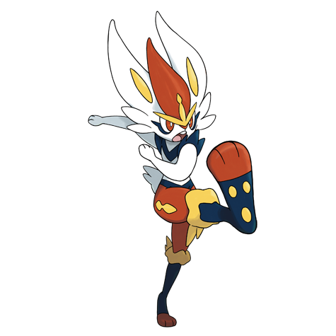 Cinderace - fire type Pokémon #815, official artwork from Pokédex