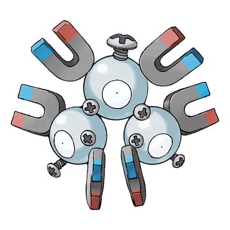 Magneton - electric/steel type Pokémon #82, official artwork from Pokédex