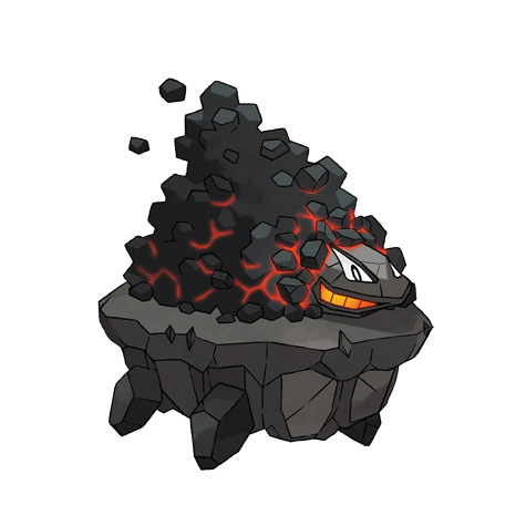 Carkol - rock/fire type Pokémon #838, official artwork from Pokédex