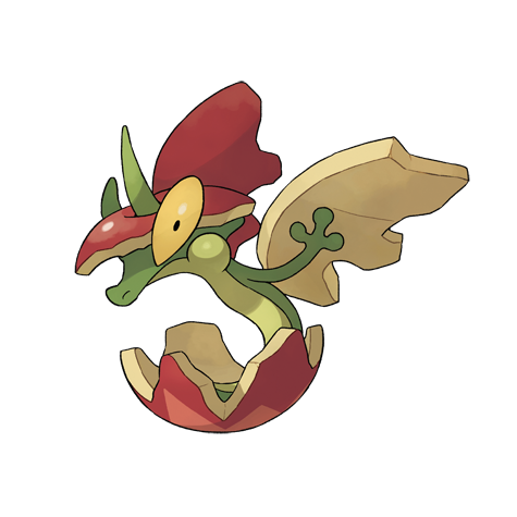 Flapple - Grass/Dragon type Pokémon #841, official artwork