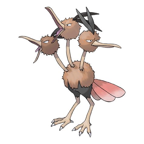 Dodrio - normal/flying type Pokémon #85, official artwork from Pokédex