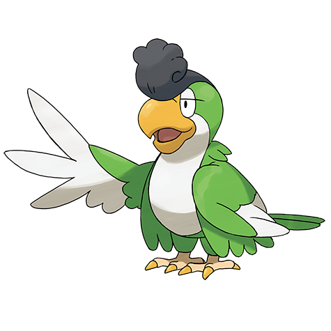 Squawkabilly-green-plumage - normal/flying type Pokémon #931, official artwork from Pokédex