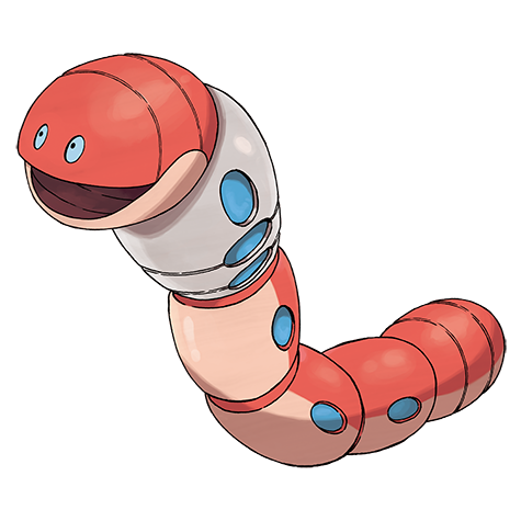 Orthworm - steel type Pokémon #968, official artwork from Pokédex